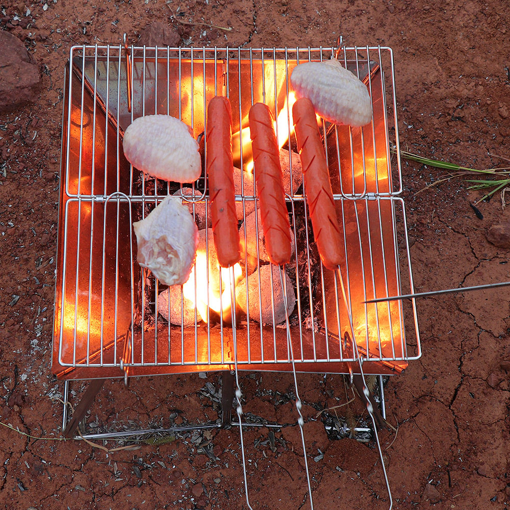 户外可升降烤网柴火炉野营BBQ烧烤架可折叠烧烤炉焚火炉