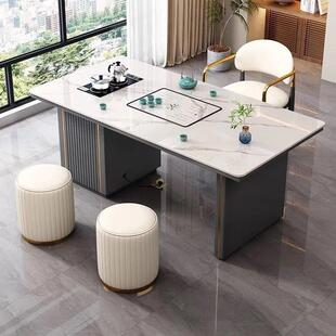 岩茶桌板一体阳一整WBG套轻奢现代简约家用办公台室多功能茶椅泡