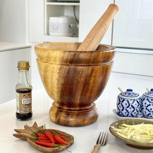 国泰相思木舂桶商用厨房BBS木擂钵凉拌舂臼鸡脚捣蒜罐罐捣家用捣