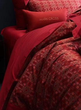 婚庆四件套轻奢纯棉红色s1WCL00绒棉被套结婚陪嫁床上大用长品床