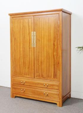 中式实木柜新中式现代家用卧室全双门大衣柜纳柜储衣物收柜95291