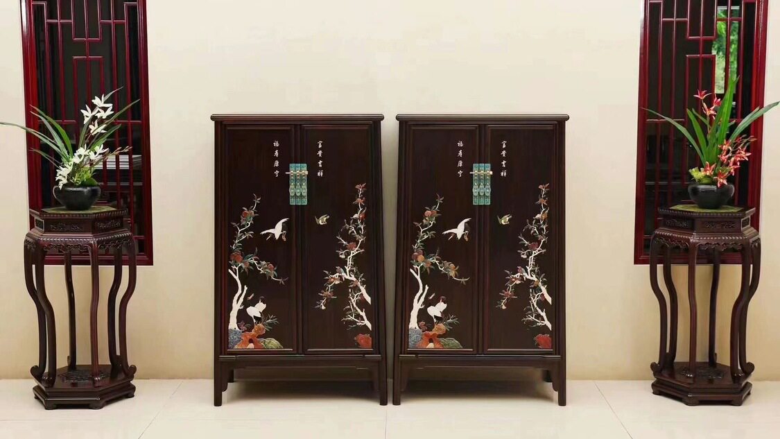 老挝大红酸枝交趾黄檀圆角柜衣柜储物柜收纳柜清式明式家具