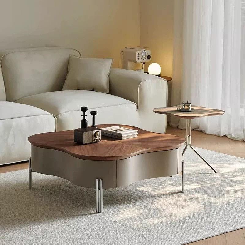 0225新款中BSG古油风异厅形茶奶几组合客家用现代简约设计师花瓣