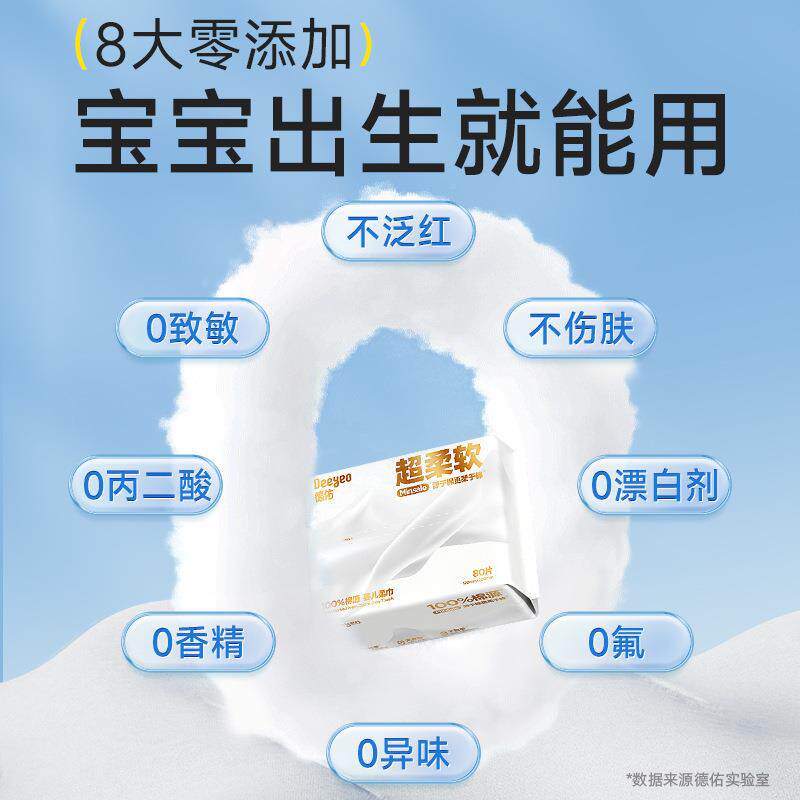 sHPc55Cn德佑超柔棉巾柔棉源婴儿洗脸巾干湿两用新生洁面儿巾纯A