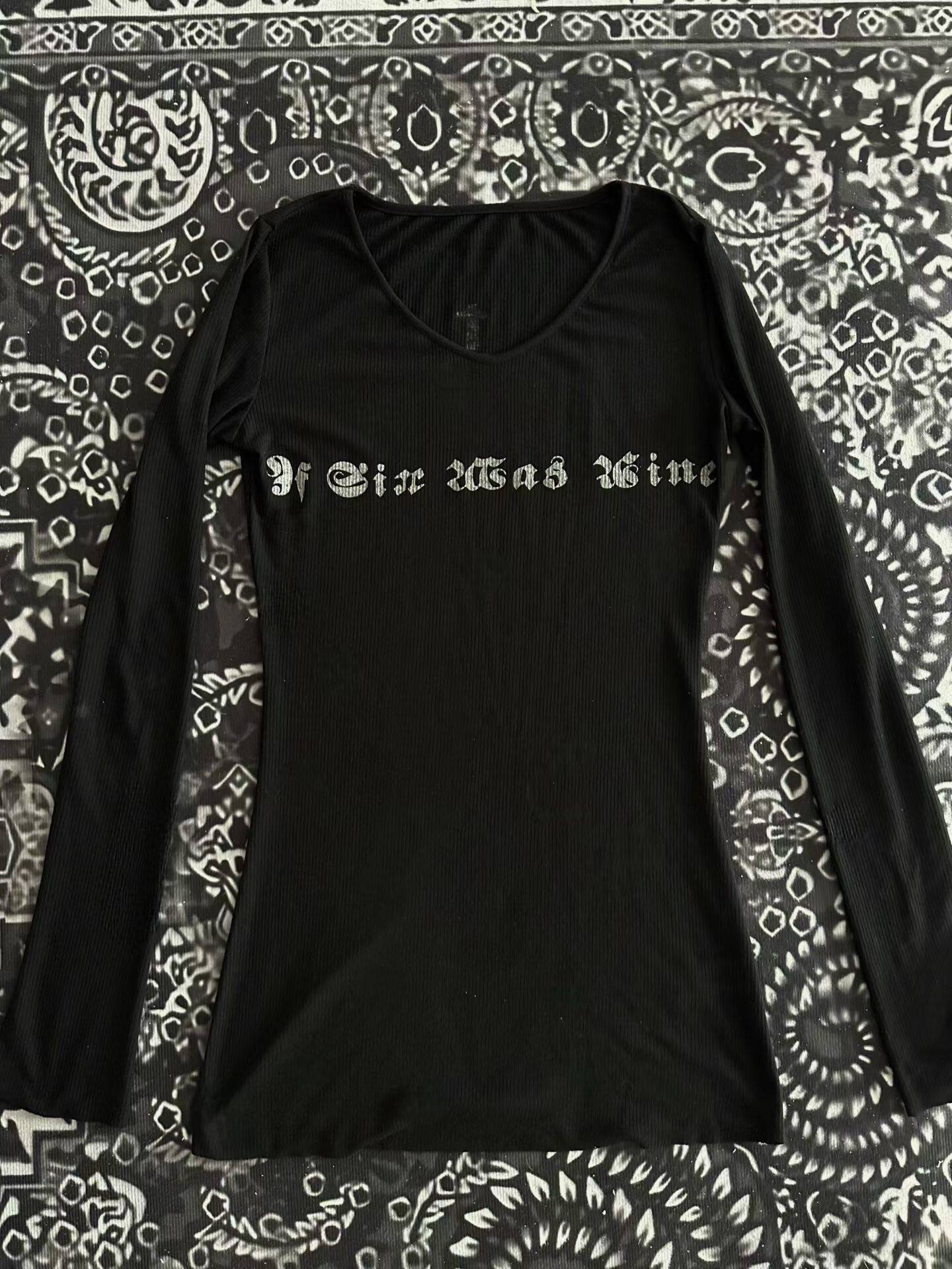 thumbnail for Autonomous ifsixwasnine Dark Pioneer Visual Rune Print Long Sleeve Subculture Base Top