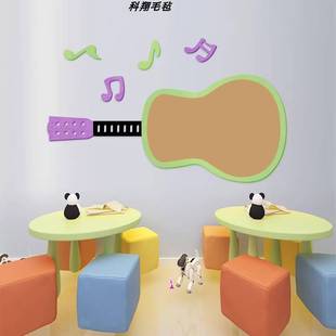 音乐教室大号吉他形状毛毡板装饰墙贴软木板功能自粘易安装