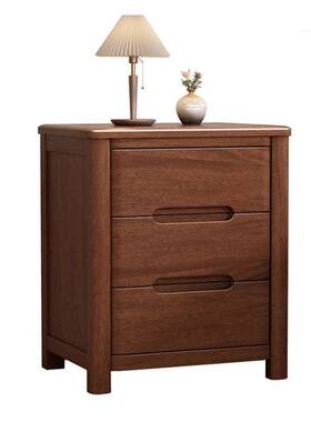 Tal实木胡桃木床头柜简约卧室储物柜抽屉现代床边柜收纳中式床边