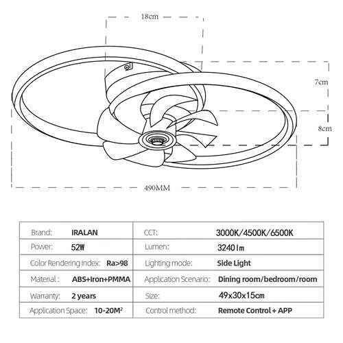 新款光谱双体圆全200风扇灯护眼现代简l约ed吊灯一餐厅卧室全屋套