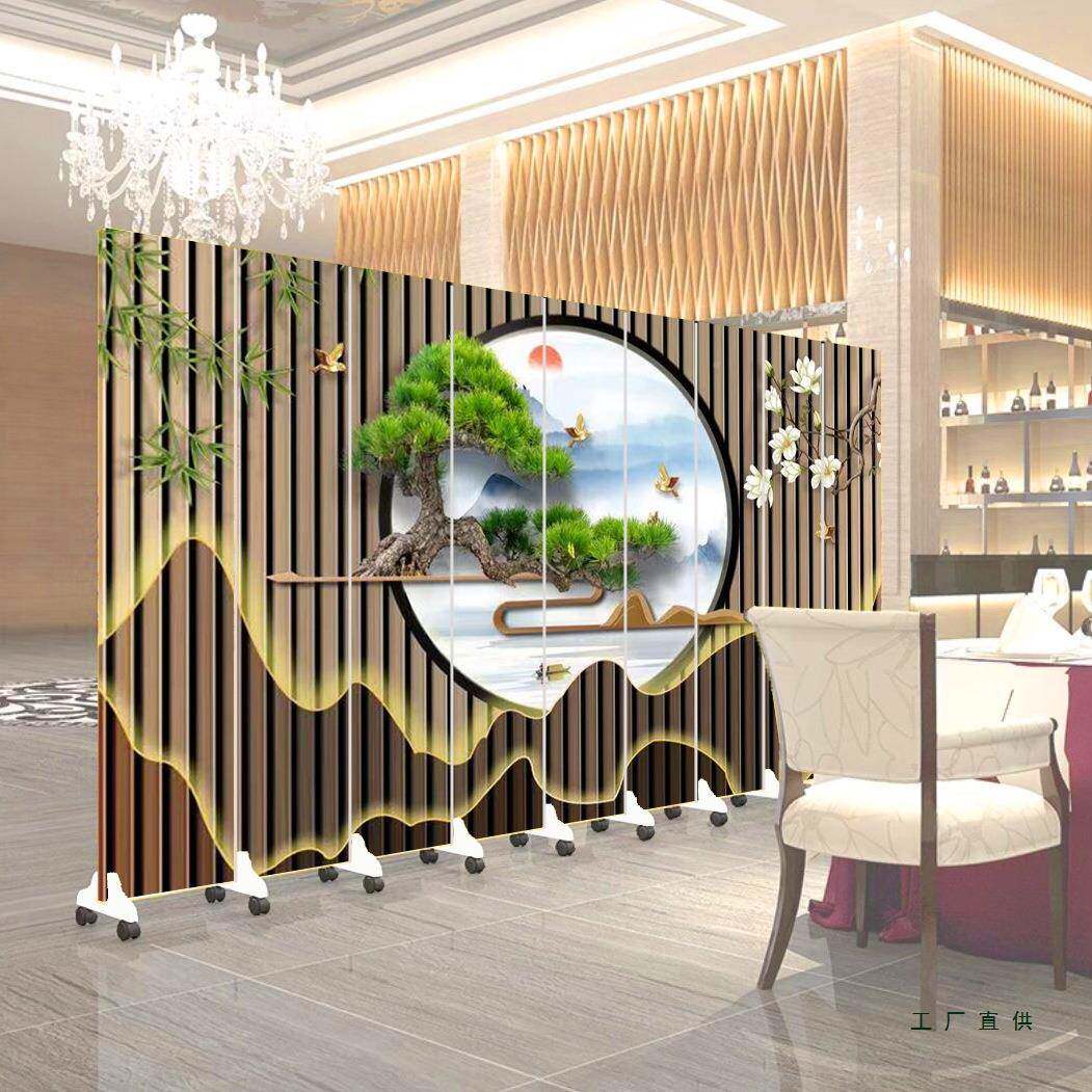 定制新式中家屏风985隔断酒店饭店司用办公室客公厅可移动推拉折