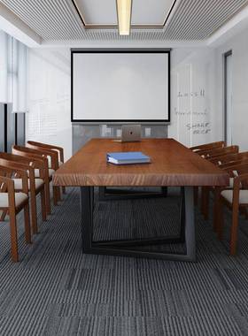 大型实会议0桌长桌VCS简约木现代1人合工业风会议桌椅组办公室办