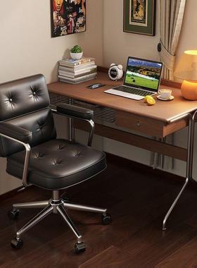 家用电脑椅子书房书桌椅女生卧室黑色轻奢转椅舒适久坐升降靠背椅