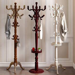法式复古衣帽架欧式卧室落地衣架木质网红简约挂衣杆衣服架实木客