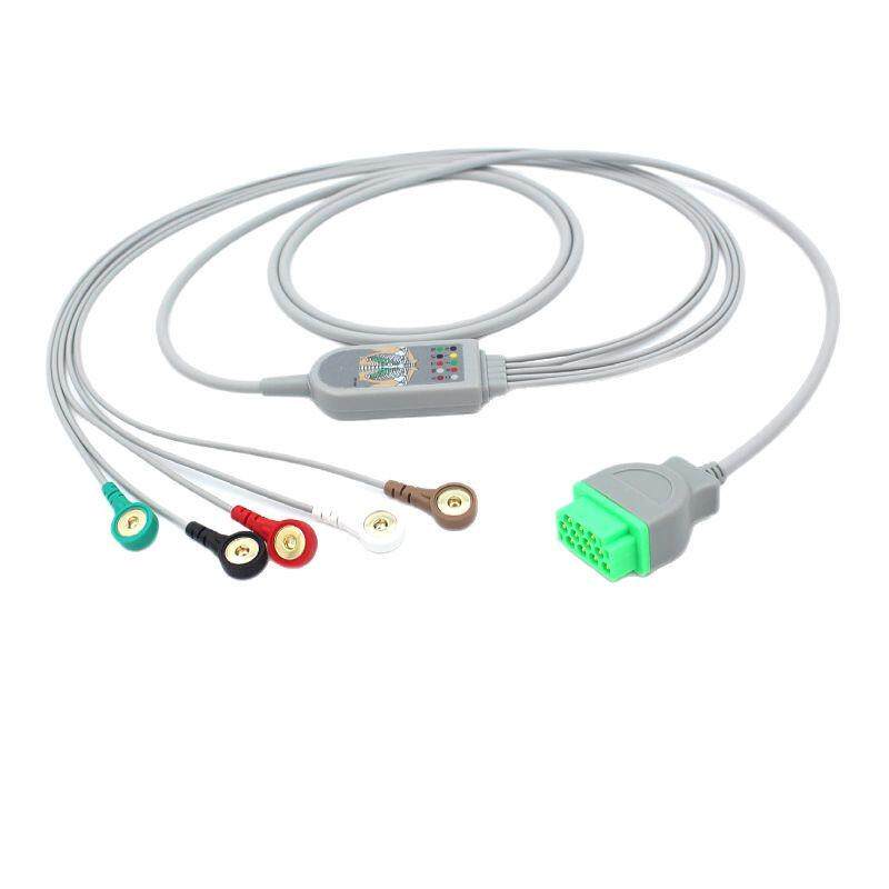 监护仪通用配件心电导联线ECG一体五导三到扣式夹式直销现货