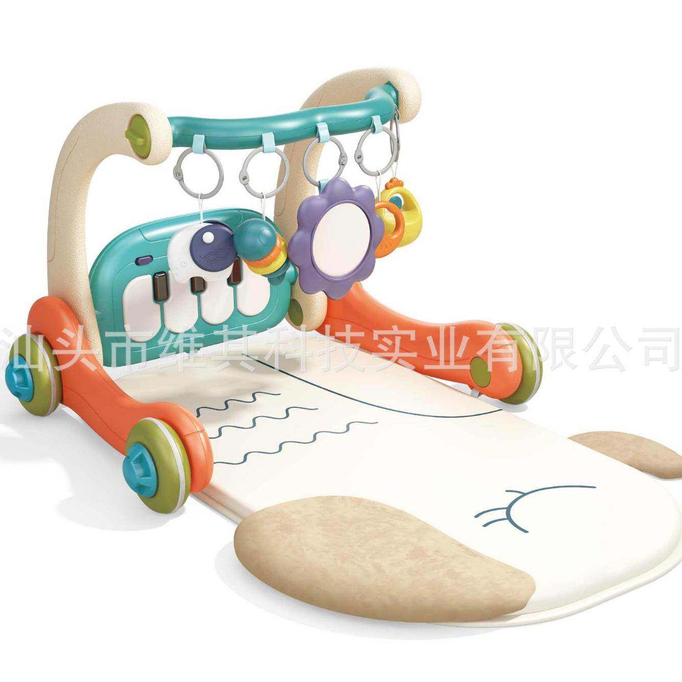 婴儿学步车健身架二合一灯光音乐健身毯