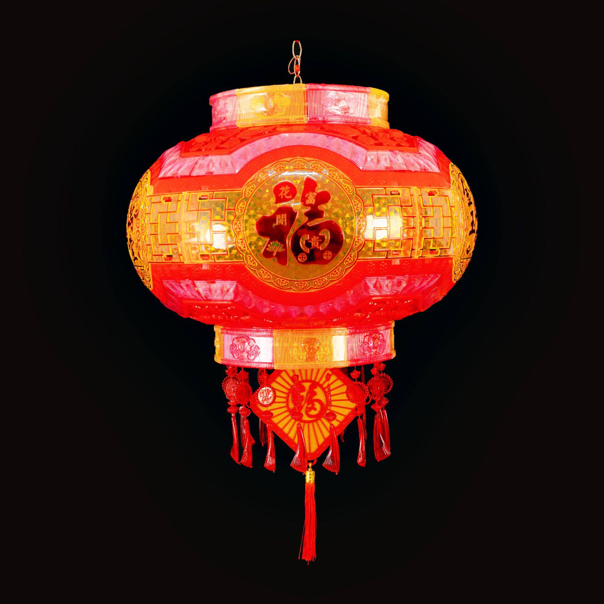 新款led走马灯旋转七彩电灯笼福字新年装饰春节乔迁灯笼厂家批发