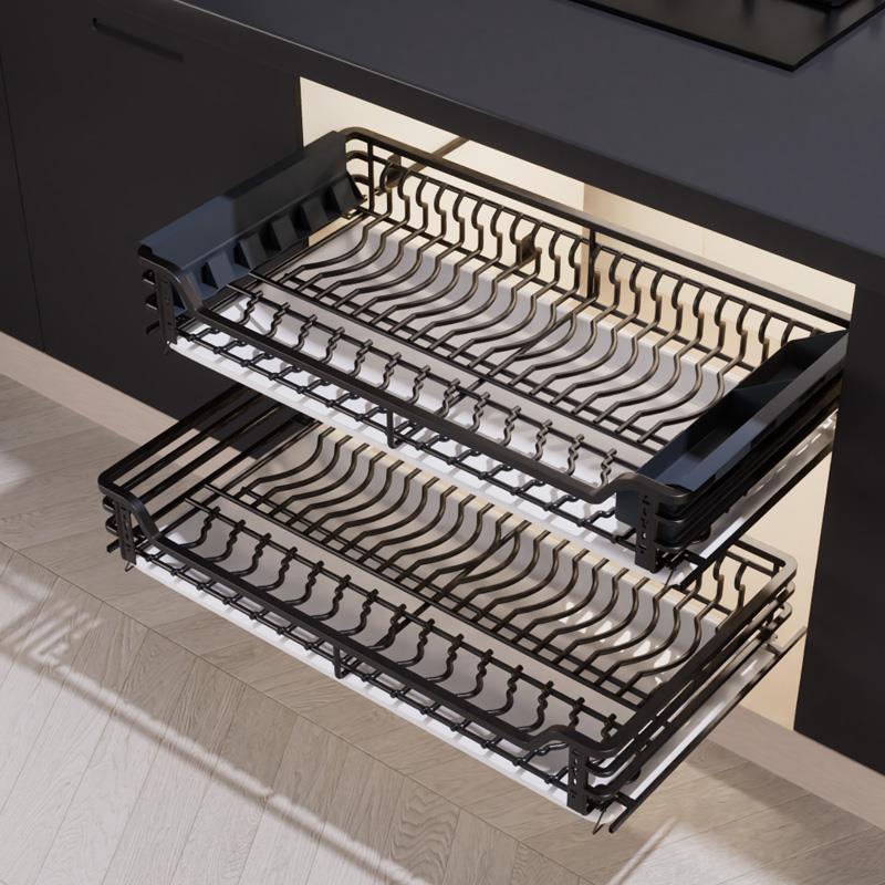 升隆拉篮厨房橱双层抽屉式碗架304不锈钢调味亿升隆亿篮碗厨柜柜