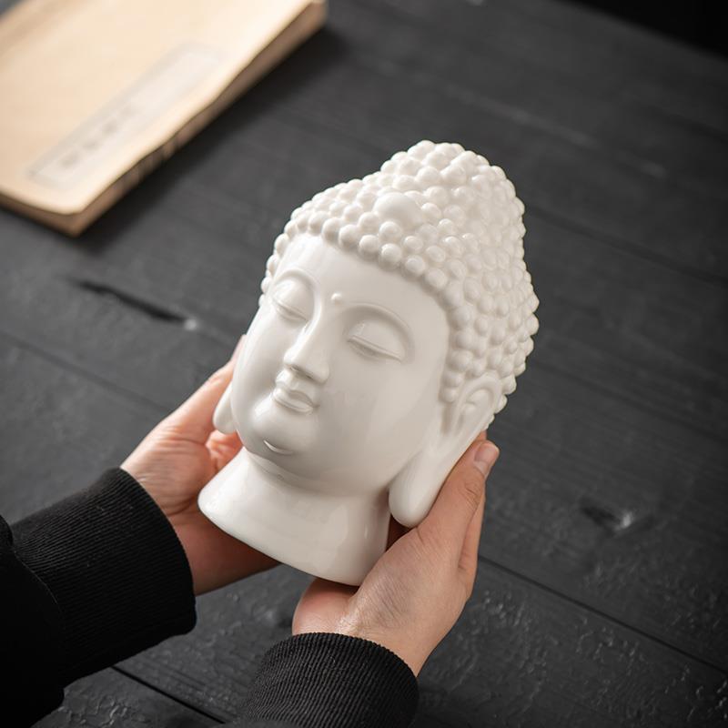 陶瓷佛头佛摆首件客桌厅装饰家居工艺品新中佛式像办公室HPS办公