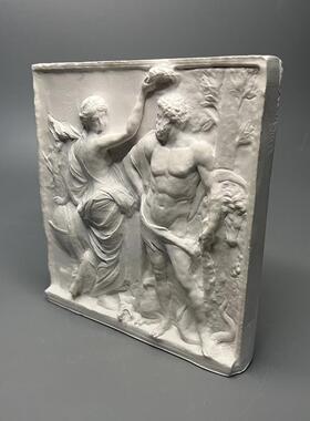 欧古复罗马大力神雕塑品石北膏像平面浮雕艺术桌面摆件扩MHD香石