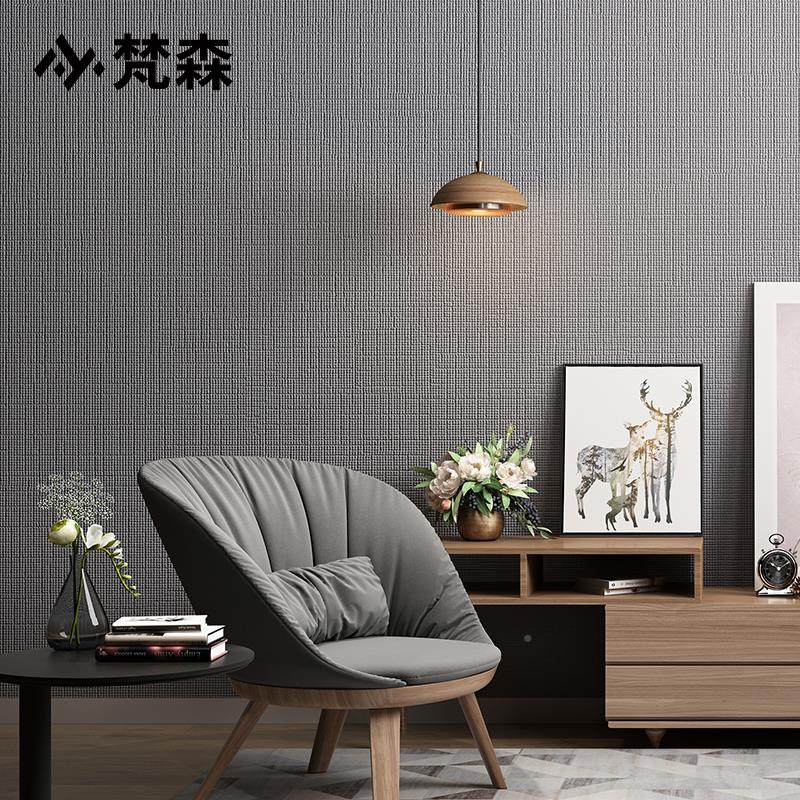 素0色墙纸客深厅卧室景墙灰色壁纸52889灰日式背布纹亚麻非自粘22