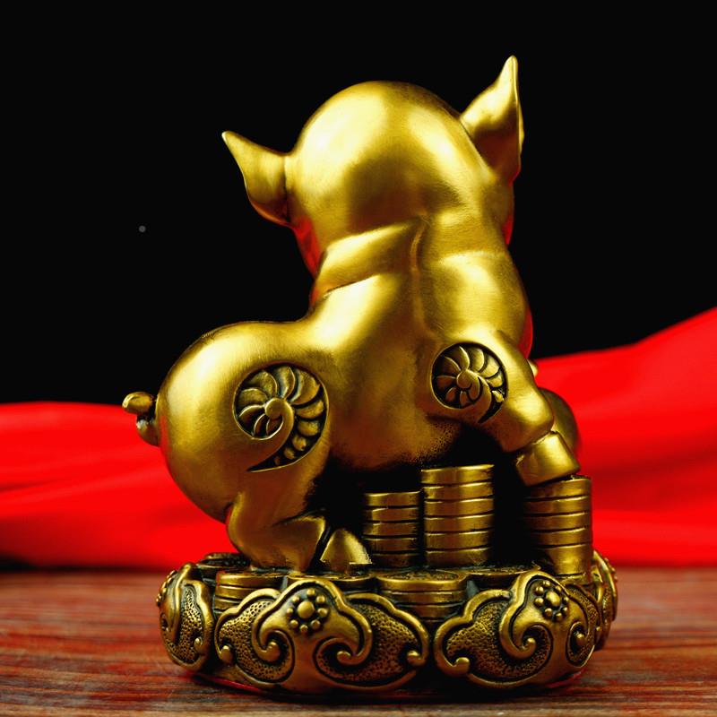 纯猪铜招财十肖三合摆二件鼠生牛虎兔龙蛇马JQE羊猴鸡狗全套