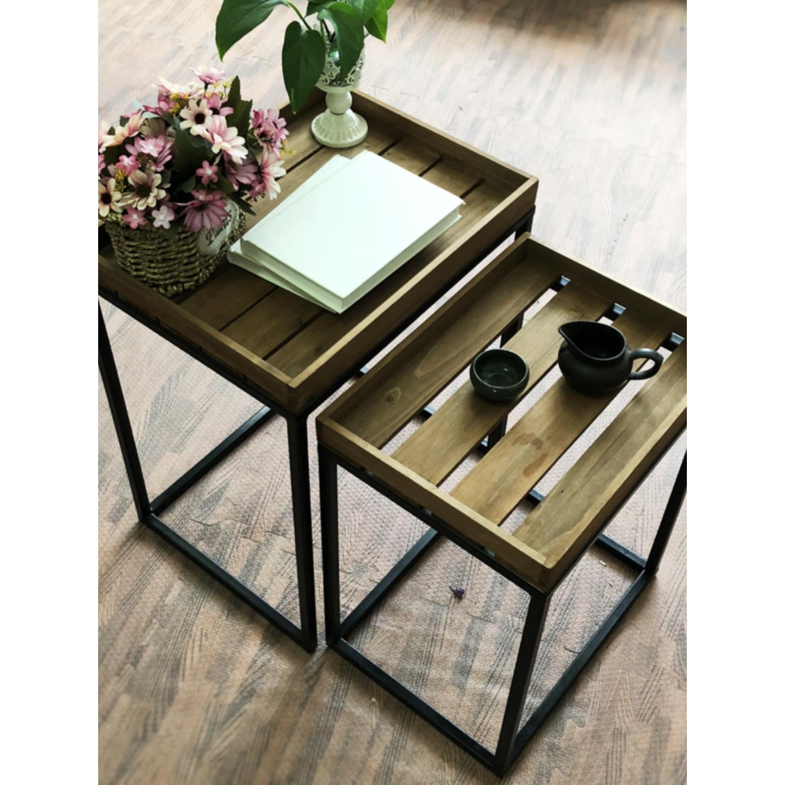 台大号小号复古铁实木角几创意家居边几办公室阳庭艺院大小组茶合