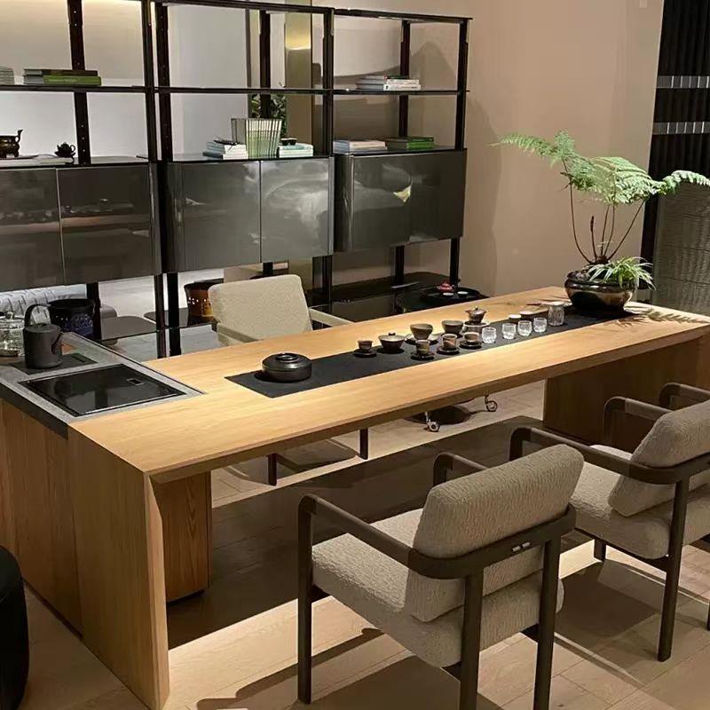 无品牌\/新式实木茶桌轻奢现代中高级感2052新高端黑胡桃木茶台会