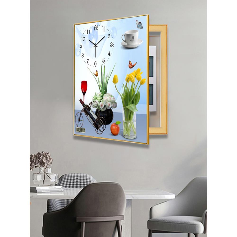 万年历电箱装饰画20230328竖版免孔现表简约轻奢餐厅遮挡电打代闸