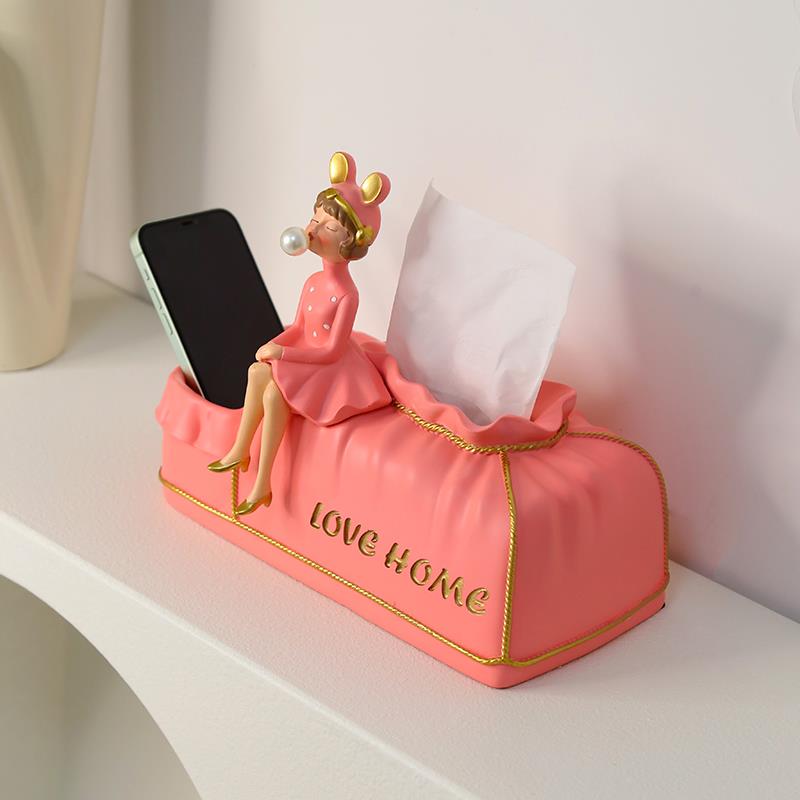 轻奢泡泡女孩收纸巾盒摆件客纸厅OUD高档茶几纳盒创家用抽盒纸抽