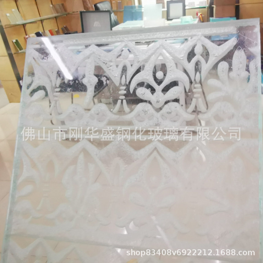 酸洗蚀刻深雕钢化艺术装饰压花透明色玻镜子玻璃