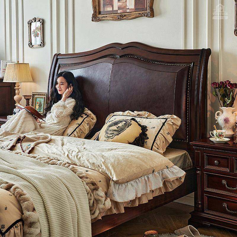 美式实木床做旧金丝柚木头层油蜡真皮全实木2m主卧大床帝罗堡家具,纺织面料/辅料/配套,纺织机械配件,淘宝优惠券,粉丝福利购,淘宝优惠卷