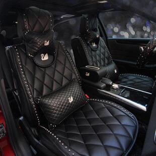 天鹅款镶钻汽车座垫四季通用可爱时尚轻奢高级感汽车内饰通用车垫