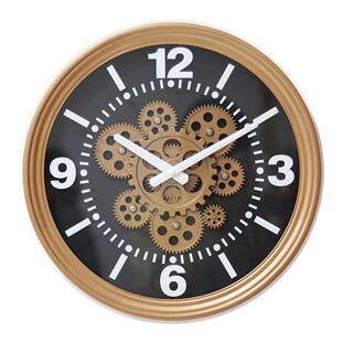 创意动态齿轮时钟客厅北欧复古挂钟装饰现代美式木纹钟表客厅16寸