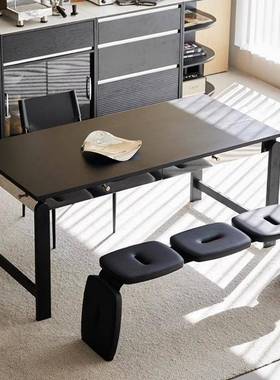 XW轻奢实木餐桌家用小户型方桌设计师简约长方形大板桌洽谈桌子