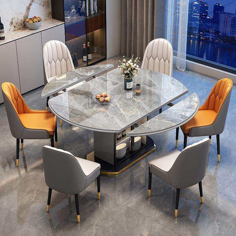 岩板餐桌椅2026新款家用可变圆桌轻奢现代简约小户型电磁炉吃饭桌