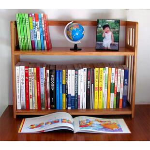 简约两层桌面书架置物架学生简易书柜桌上书架竹多层小型书架新品