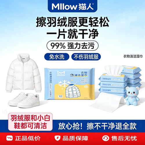 猫人衣物清洁湿巾10片装