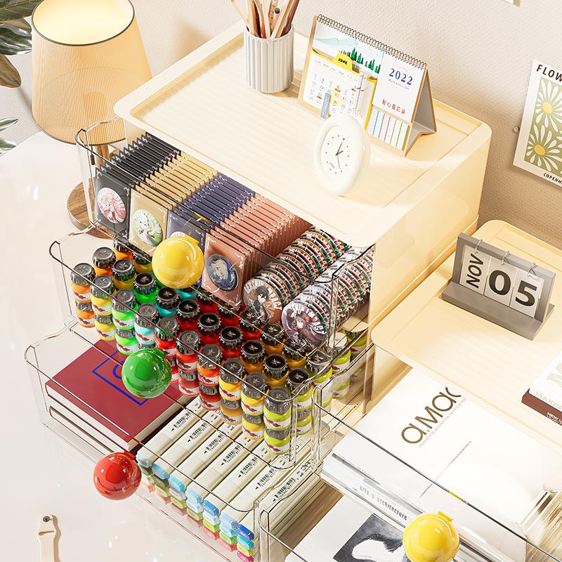 桌面收纳盒抽屉容量HDKJ/互学大生宿式舍格桌上文具分整理盒杂物