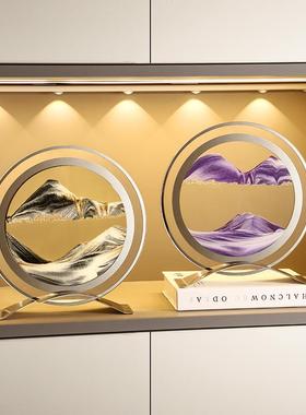 意流沙画创送沙漏玄关双面镜流桌面摆件家居客厅柜电酒视柜装饰品