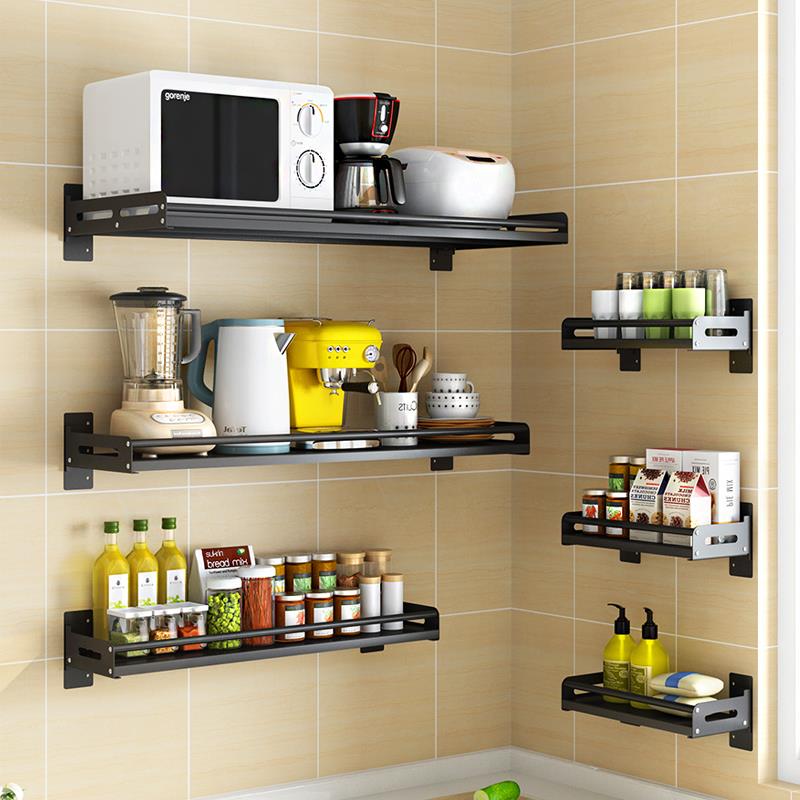 免挂打不锈钢厨微房置物孔C02h20f架壁挂式墙上烤箱架支架波炉架