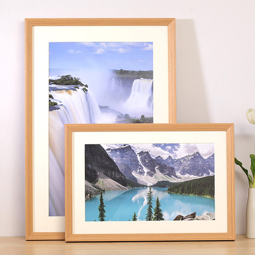 卡纸画框风景照片打印加相框挂墙实木创意外框架装裱定制任意尺寸