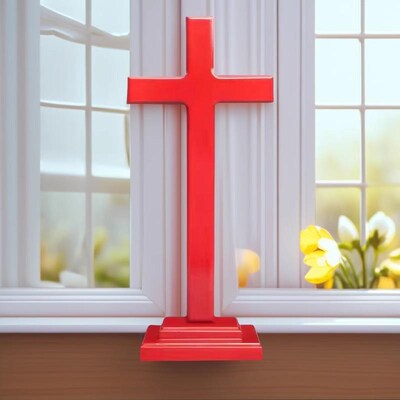 红色实木十字架摆件家居用品木质结婚礼品桌面客厅摆件送礼物