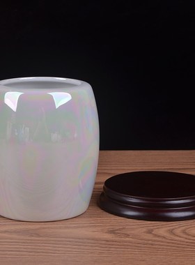 陶瓷笔筒珍珠釉白色桌面收纳盒创意文具圆形学生书房办公室毛笔筒
