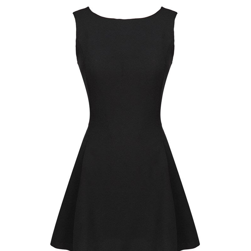 2025春季新款无袖A字连衣裙黑色收腰显瘦吊带背心裙子打底小黑裙