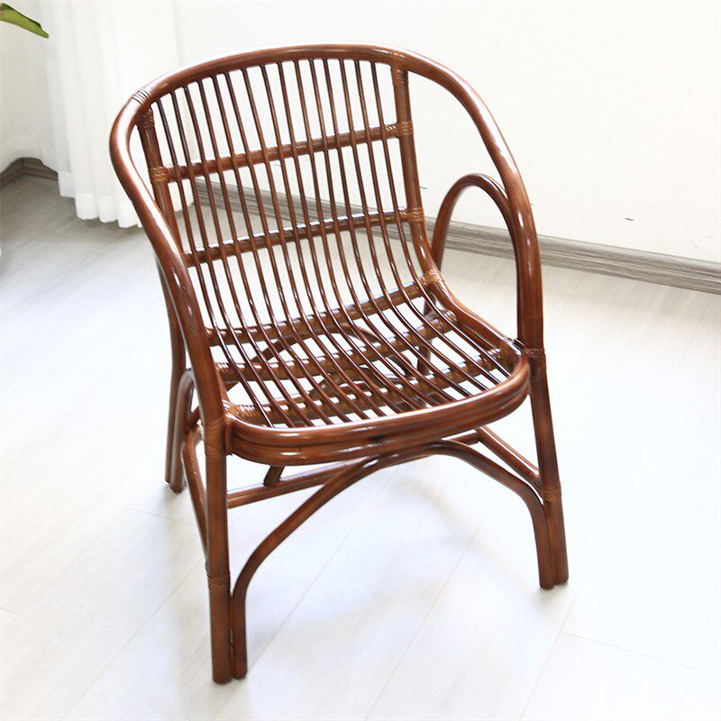 藤椅单人靠椅家用天然真藤靠背椅藤编老人椅老式实木圈椅桌椅套件
