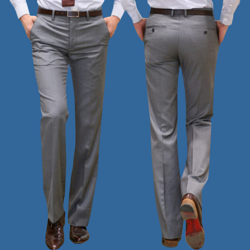 商务直筒西裤男士垂感免熨烫灰色西装裤子高档休闲百搭职业西装裤