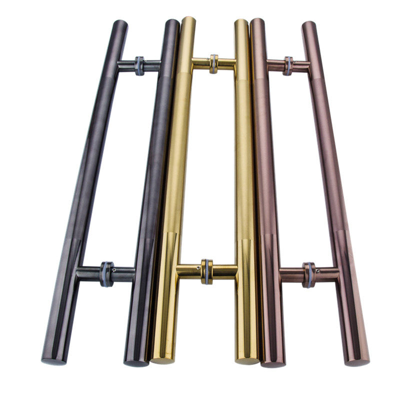 玻璃门不锈钢拉手玫瑰金黑钛金推拉门木门把手银色白钢门黑色扶手