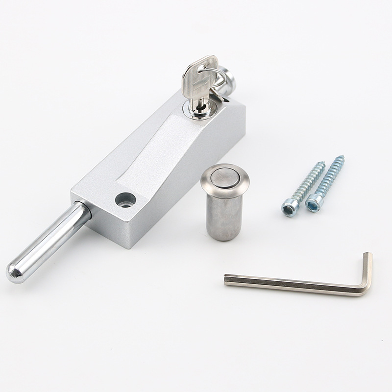 一绘轩旋转门插销锁大门落地锁插销木门弹簧插销别墅大门旋钮地锁