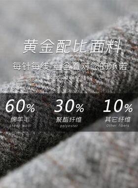 吉约蒙羊毛呢子短款大衣男灰色条纹西装高级感冬季加厚西装男外套