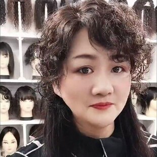 真人发丝卷发假发片蓬松自然头顶遮盖白发增加头顶发量假发补发女