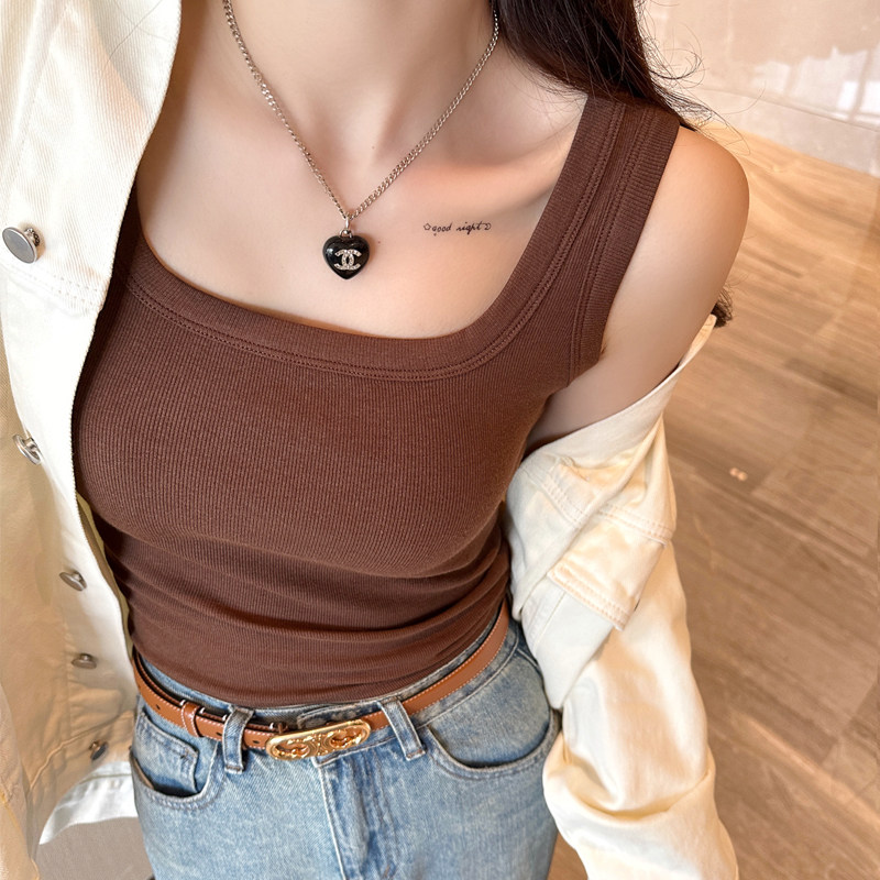 黑色方领吊带背心女夏季西装内搭2023新款宽肩带短款打底上衣外穿,女装/女士精品,背心吊带,淘宝优惠券,粉丝福利购,淘宝优惠卷